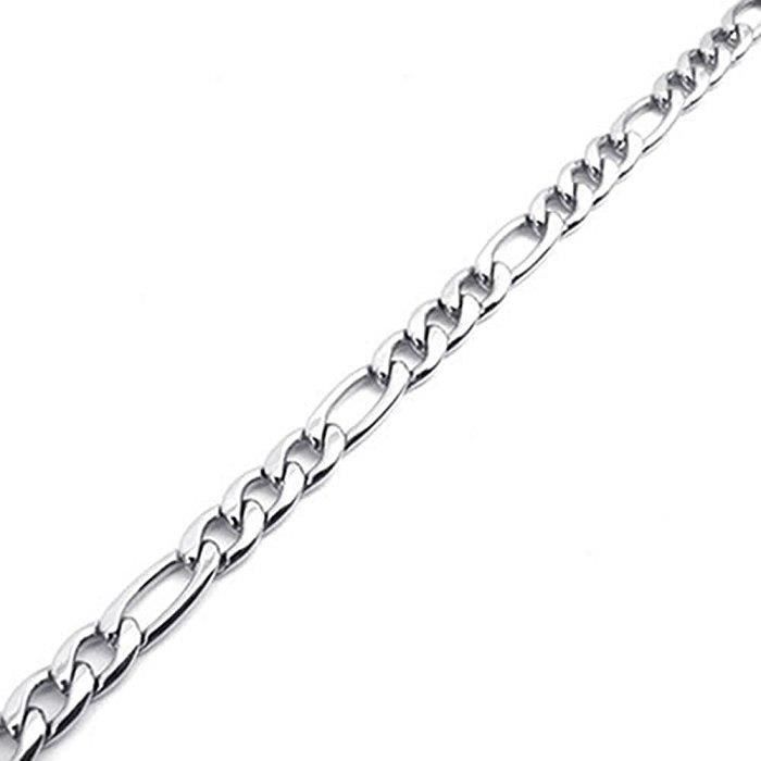 Chaine HOMME Argent FIGARO 1-3  70 cm Largeur 3 mm NEUF 
