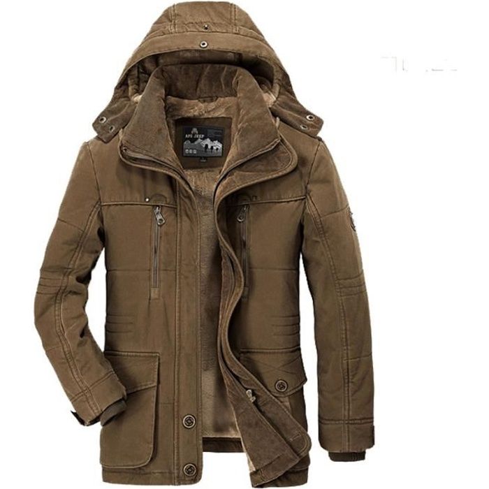 Manteau Homme Hiver à cap XXL Marron - Cdiscount Prêt-à-Porter