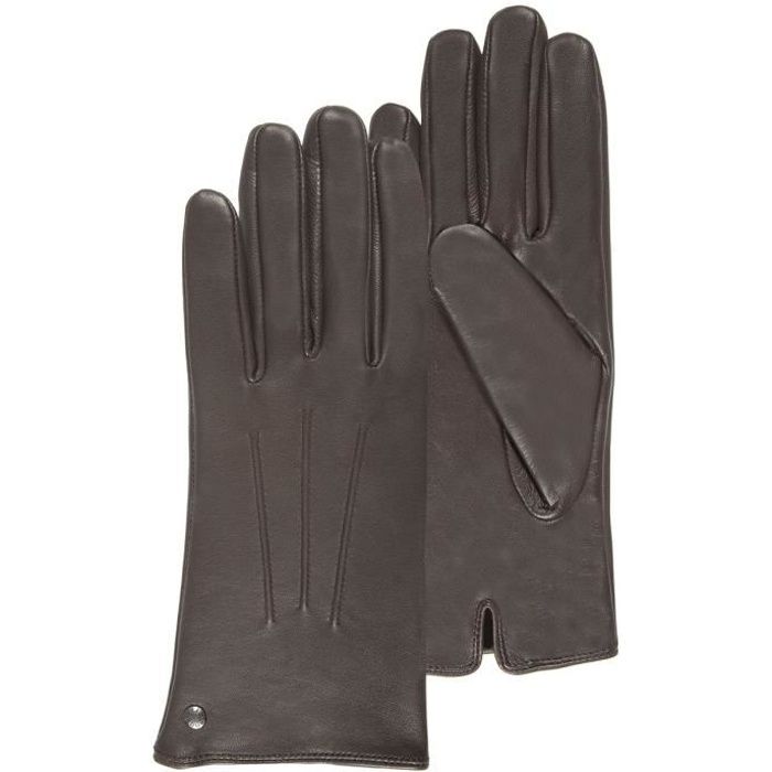 Isotoner Gants gant cuir tactile marron femme Marron Cdiscount Pret a Porter