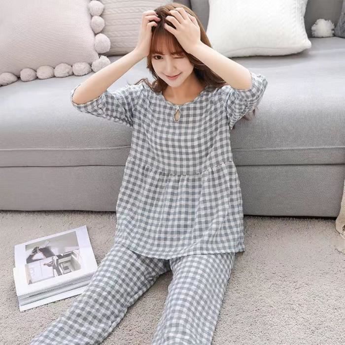 Ensemble de Pyjama Femme gris 100% Coton