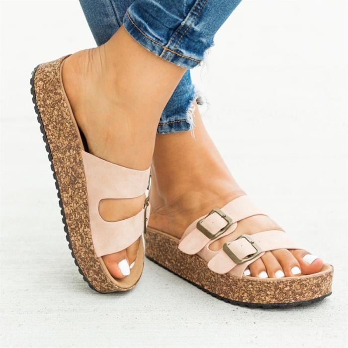 Sandales Femmes Nu-pieds Orthopédiques Compensées - Semelle épaisse Antidérapante - Respirantes Pour L'été - Style Bohème Romain - Idéales Plage, Maison, Vacances - 12