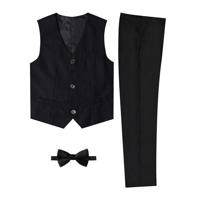 Costume Mariage Enfant Garçons Ensembles Formels Pcs Gilet Pantalons  Nœud Papillon 10 16 Ans Noir