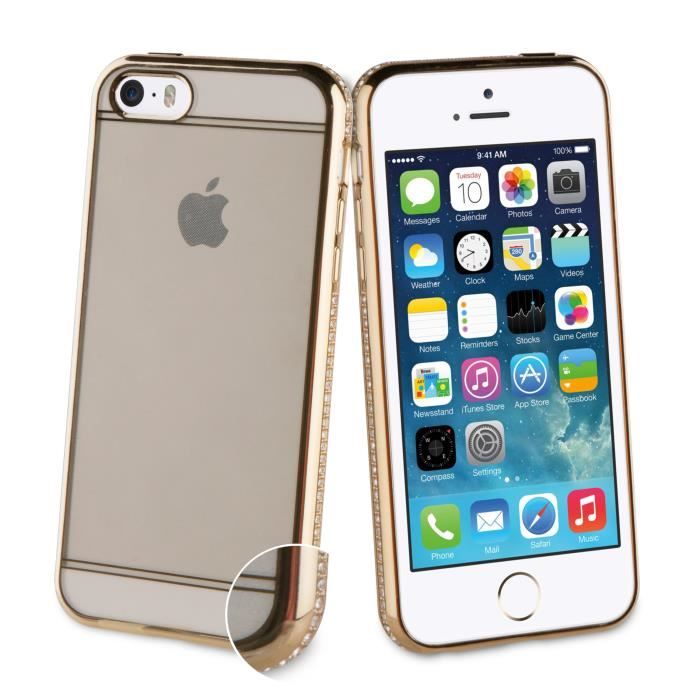 Coque Souple Guess Pour IPhone 5/5S/SE - Translucide à Contours Dorés - Neuf Sous Blister