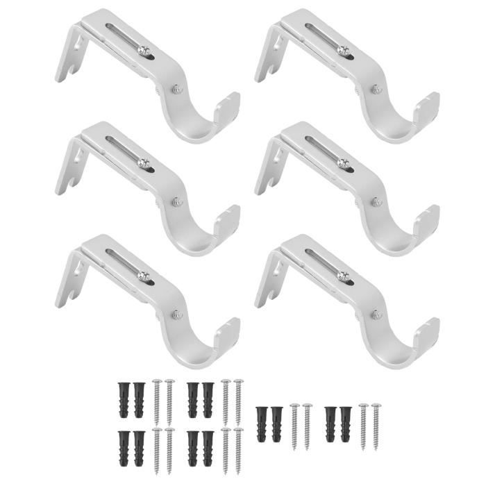 Support de tringle à rideau - MXZZAND - Réglable - Fer durable - Antirouille - 6 pièces