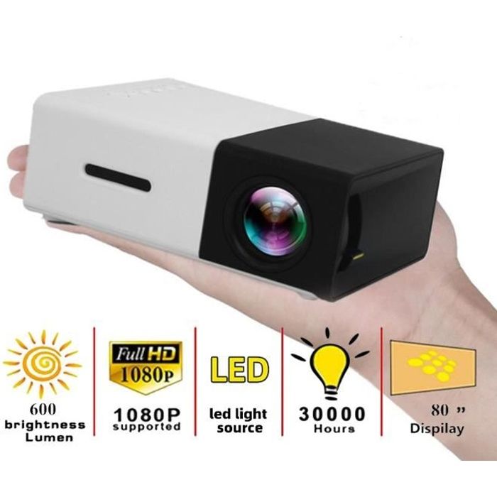 Mini Projecteur - NOBRAND - 1080P - Portable - Compatible HDMI/USB/AV - 30000 heures de lampe