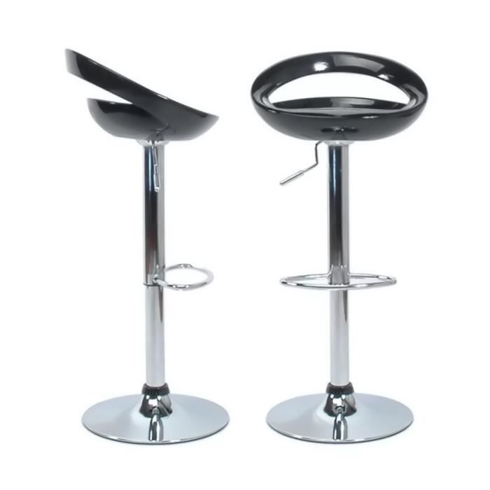 Tabourets de bar - OOBEST - Smile Noir - Modulable en hauteur - Rotatif - Lot de 4