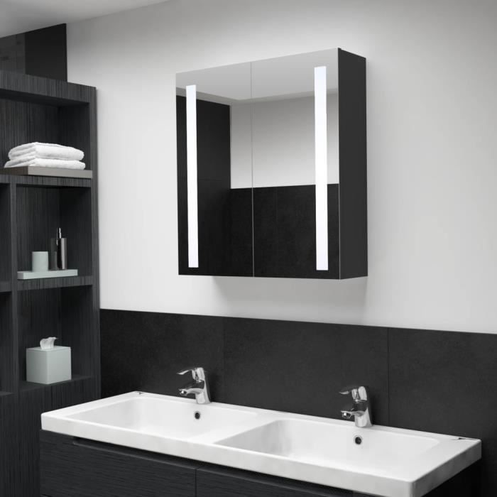 armoire de salle de bain à miroir led - ovonni - economique - 62x14x60 cm