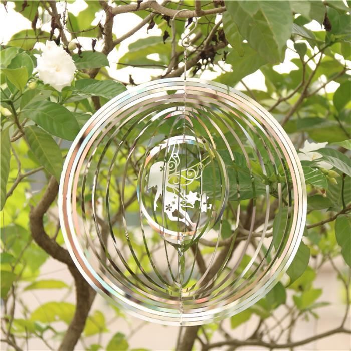 Carillon Éolien Rotatif Arbre De Vie En Acier Inoxydable – Décoration Jardin Terrasse – Symbole Chance
