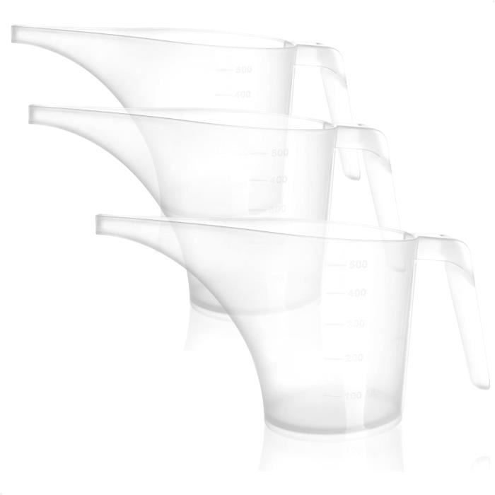 Pichet Entonnoir Com-four - Lot De 3 Pichets Doseurs 1000ml Transparents Pour Cuisine Et Bricolage