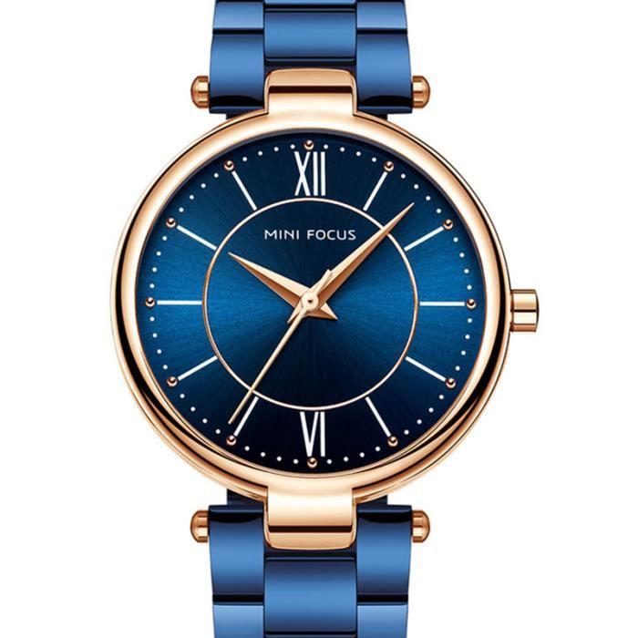 SHARPHY Montre Femme marque de Luxe 2022 Bracelet quartz acier étanche montres  bleu , Simple et élégante bleu, - Achat/vente montre - Cdiscount