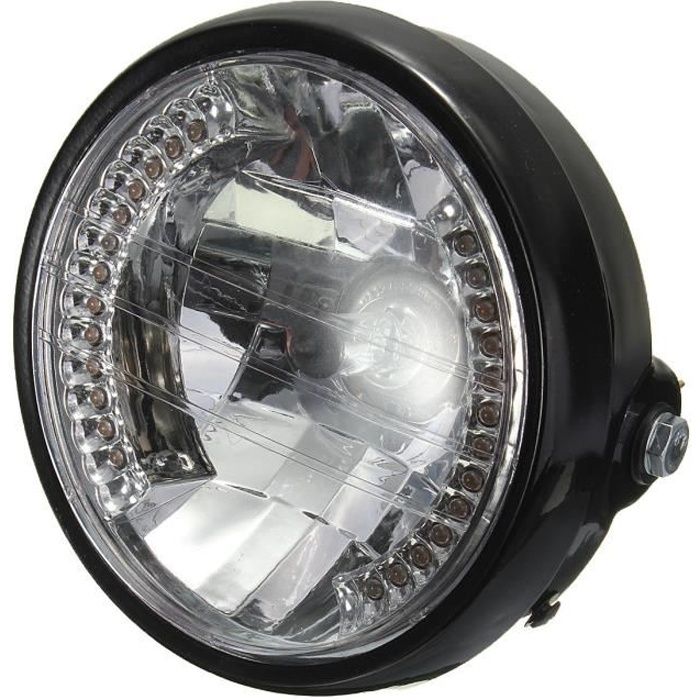 H4 7 Pouces Phares de Moto LED Rond Phares à LED Modifiés Avec Boîtier de Lampe et Support de Phare 6500K Lumière Blanche Froide Lumière