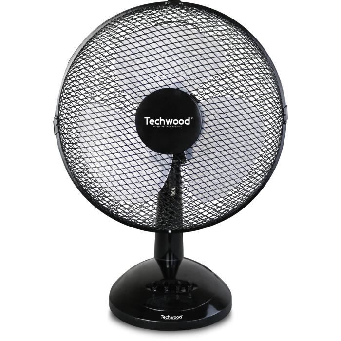 Ventilateur de table TECHWOOD - 23cm - 3 vitesses - Oscillation 80° - Noir  - Cdiscount Bricolage