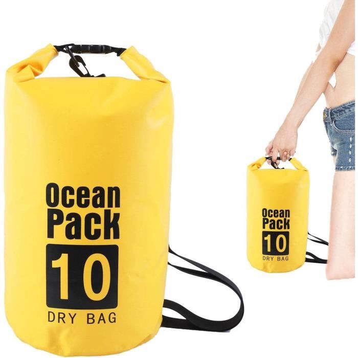 Sac ??tanche TRAHOO - Jaune 10l - Pour Cano?�-kayak - Protection ?�tanche et confortable 