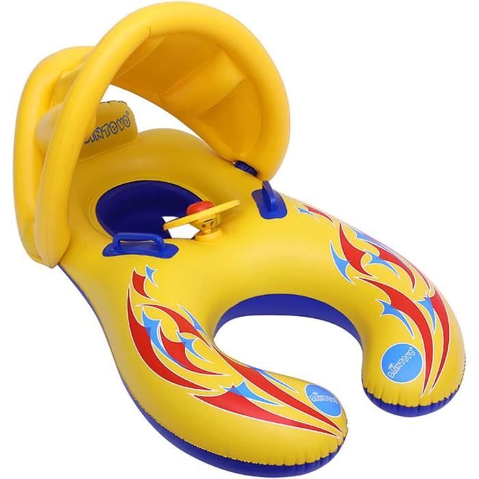 Bouée Bébé Avec Pistolet à Eau Afenau - Bateau Pirate Gonflable 10-20kg - Siège Sécurité Pour 1-5 Ans