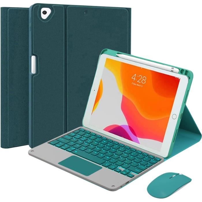 Clavier Bluetooth Pour IPad 10.2" 7/8/9ème Gen - Rétroéclairage 7 Couleurs, Trackpad - Coque Protectrice - Noir