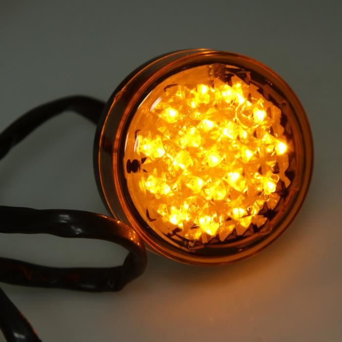Clignotant Lentille jaune coquille noire 2 pièces 12V moto clignotant clignotant lampe
