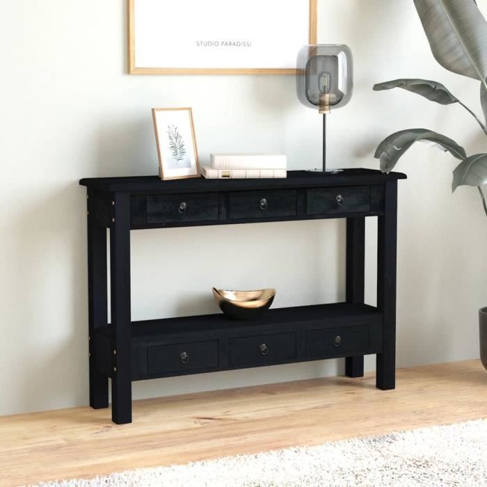 BIB Table console avec tiroir Noir 110x30x75cm Bois d'acajou massif ...