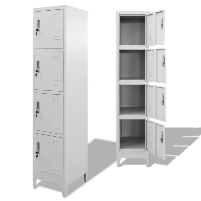 Armoire à casiers - VIDAXL - 38 x 45 x 180 cm - Métal - Gris