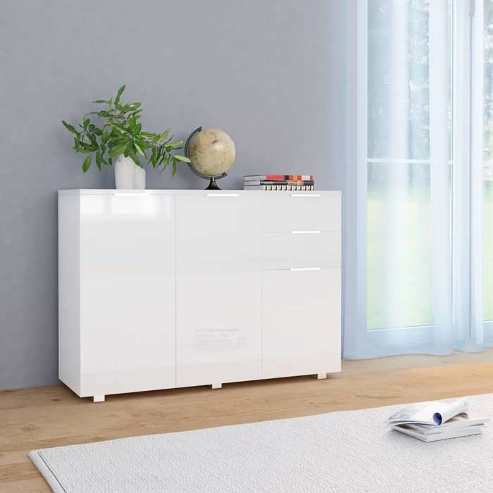 vidaXL Buffet Blanc brillant 107x35x805 cm 283718