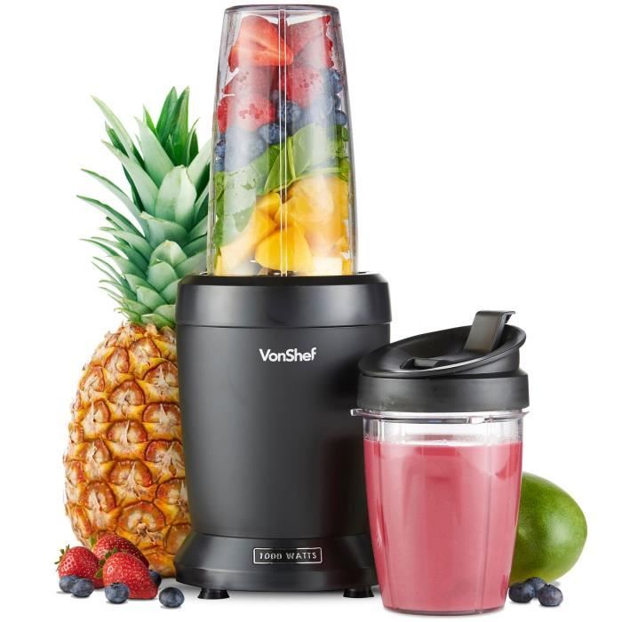 VonShef UltraBlend Appareil à Smoothie 1000 W - Mixeur Blender pour Fruits  et Légumes - Couvercle antifuite - Cdiscount Electroménager