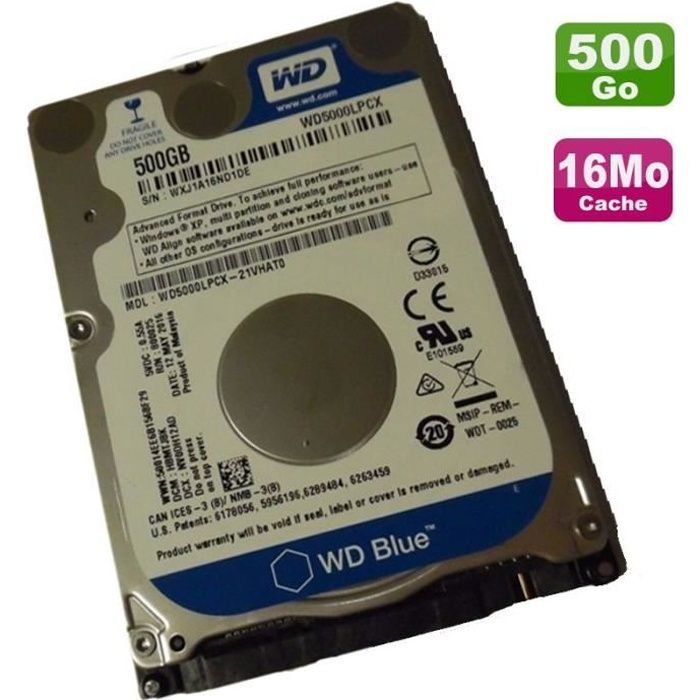 WD 500 Go Disque dur Sata 3,5 pouces HDD Bleu WD5000AAKX-07U6AA0 pour  ordinateur PC | Boutique en ligne plentyShop LTS