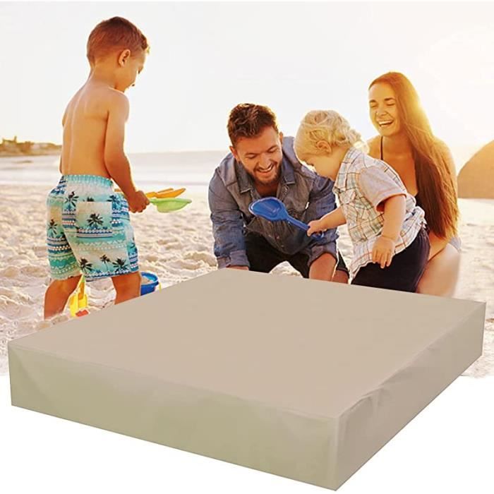 Housse de Bac à Sable en Tissu Oxford - Auvent Carré Imperméable et Anti-Poussière avec Cordon pour Bacs à Sable, Piscines et Meubles de Patio - Housse de Jeu Extérieure Protectrice UV