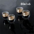 Café,Tasse en verre à Double paroi,1-4-6 pièces,Mini tasse à thé transparente et résistante faite à la main,café - Type 1PCS 250ml-1