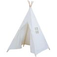 Tente De Jeu Tipi Tente Enfant Indian Maison Jardin 100x100x135cm BLANC-1