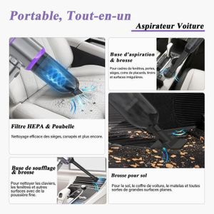 KLYNGTSK 4-in-1 Powerful 25KPA Mini Car Vacuum Cleaner With