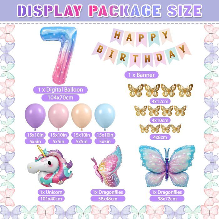 Decoration Anniversaire Licorne 147 Pièces Assiettes