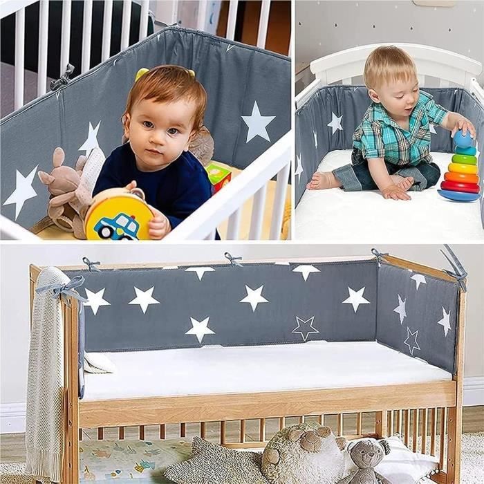 Tour De Lit Bébé Rembourré Anti-Morsure Vert - Protection Dentition 145 X 120 Cm, Housse Douce Pour Berceau Et Parc