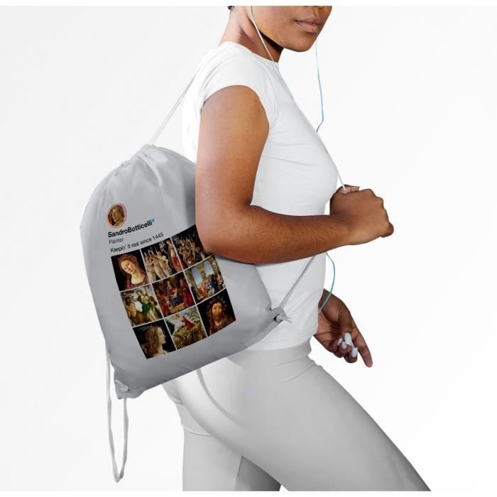 Sac de Gym en Coton Gris Sandro Botticelli R seaux Sociaux
