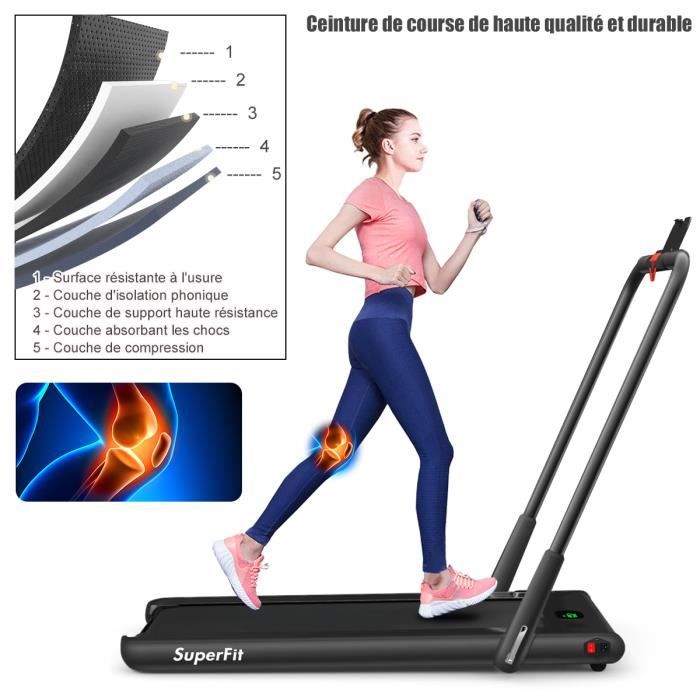 GOPLUS Tapis de Course Pliable, Vitesse Ajustable 1-12KM/H, Bluetooth Haut-Parleur Intégré et Écran LED, avec Télécommande et Support Téléphone, Charge Max. 120KG