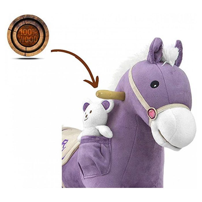 Cheval à Bascule Sur Bâton Milly Mally Hobby Plus - Jouet En Peluche Pour Enfant 3-8 Ans, Gris Clair