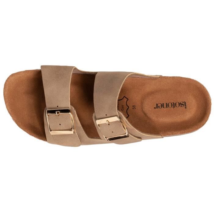 Mules Isotoner Femme Taupe Double Bride Confortable et Legere Taupe Cdiscount Chaussures