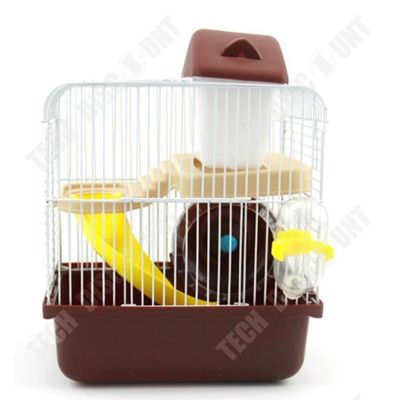 Cage Pour Hamster 2 Niveaux 35x25x18.5 Cm Avec Roue Silencieuse Et échelle - Cage Transparente Pour Petits Rongeurs - Idéale Pour Hamster, Gerbille