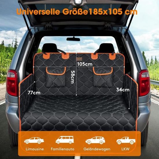 JOEJOY Housse Siège Voiture Pour Chien - Protection Complète Imperméable Résistante Aux Rayures, Hamac Arrière Avec Plaque Rigide, Noir