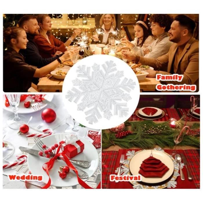 Lot De 4 Sets De Table De Noël, 30,5 X 45,7 Cm, Motif Flocon De Neige Rouge, Sets De Table Saisonniers Pour Table De Cuisine - Maison