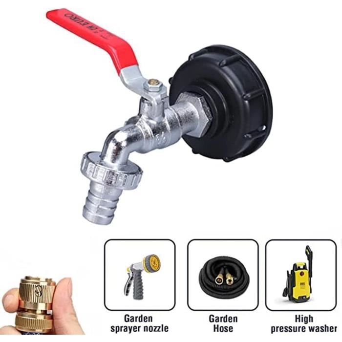 Accessoire Réservoir Eau Robinet IBC Col De Cygne 3/4" - Adaptateur Pour Réservoir D'Eau De Pluie - Facile à Installer Adaptateur Cuve 1000 Litres