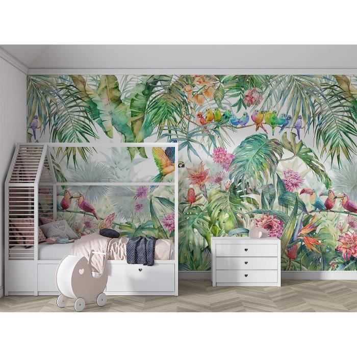 Papier Peint Jungle Soie, 350x256cm, Poster Geant Mural 3D pour Salon ...