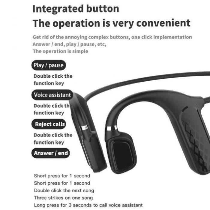 LUCKYLYConduction osseuse Casque Bluetooth V51 Sport Oreille Ouverte Sans Fil Casque
