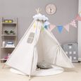 Tente De Jeu Tipi Tente Enfant Indian Maison Jardin 100x100x135cm BLANC-3
