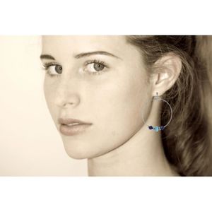 Boucles D'oreilles Goutte Bleu Clair Argenté - 17x13 Mm - Neuf Sans Emballage