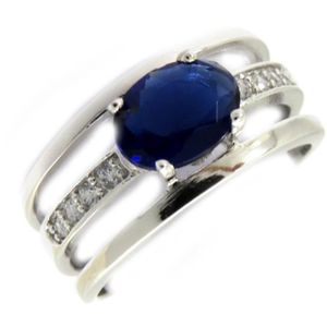 Bague Ancienne En Argent 925 Sertie D'une Pierre Bleue - Taille 60 - Occasion