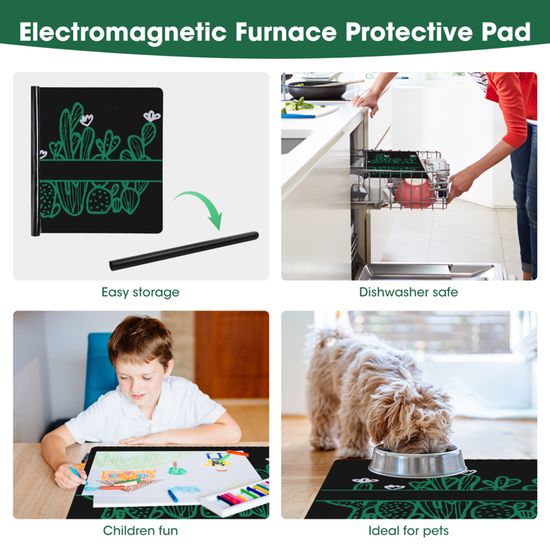 Lot De 5 Tapis De Protection Pour Plaque à Induction - 22cm, 24cm, 35x25cm - Silicone Résistant à 240°C, Antidérapant - 3