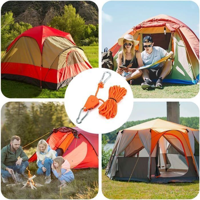 TRIWONDER Corde De Tente Réfléchissante 4 M Corde En Nylon Diamètre 4 Mm Ficelle Avec Tendeur