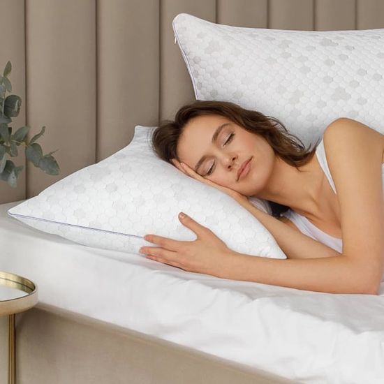 Ella Coussin de soutien cervical 50 x 70 cm - Oreiller ergonomique avec rembourrage réglable - Coussin orthopédique pour les douleurs au cou - Pour dormir sur le côté, sur le dos Ella Coussin de soutien cervical 50 x 70 cm - Oreiller ergonomique avec rembourrage réglable - Coussin orthopédique pour les douleurs au cou - Pour dormir sur le côté, sur le dos