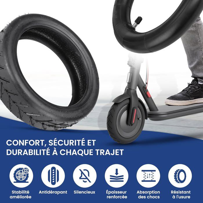1PZ Lot De 2 Chambres à Air 8,5″ – Caoutchouc Butyle, Compatible Xiaomi M365 Pro / Pro2, Gotrax (50/75-6.1)