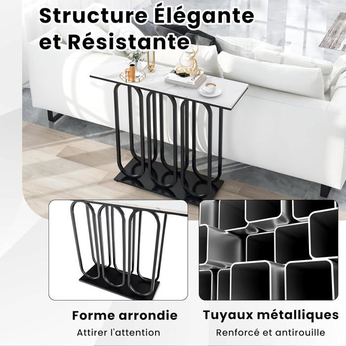 Meuble Entrée élégant Merax Table Console étroite - Design Blanc Et Doré Avec 2 Tiroirs (pieds Réglables) Table Console Salon Blanc Doré 2 Tiroirs Meuble Entrée élégant Merax Table Console étroite - Design Blanc Et Doré Avec 2 Tiroirs (pieds Réglables) Table Console Salon Blanc Doré 2 Tiroirs