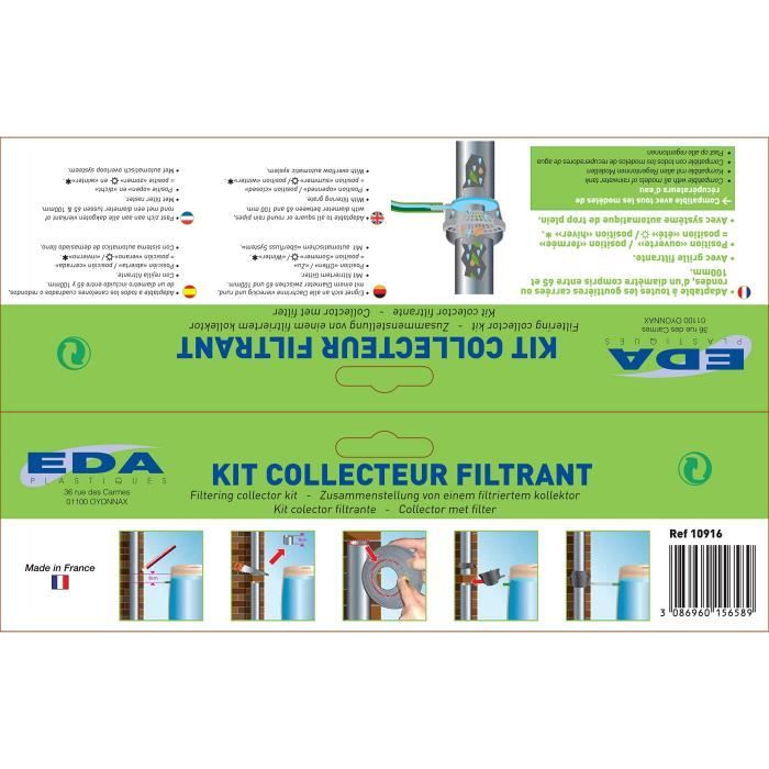 Collecteur Filtre Universel 3P Pour Eau De Pluie - Compatible Citernes, Avec Kit Complet Gris